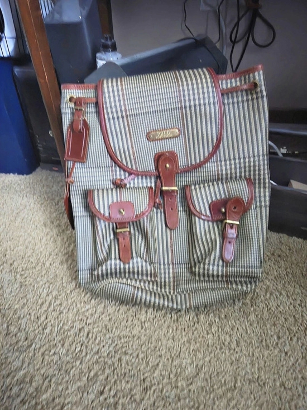 Polo Ralph Lauren Backpack Houndstooth Brown & Gray